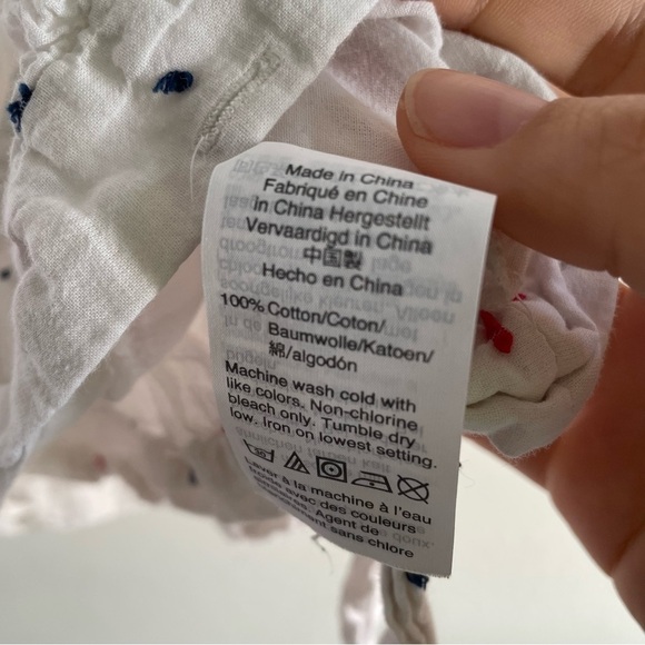 Madewell Short-Sleeve Wrap Top in Clipdot white blue red dot blouse - Picture 9 of 11